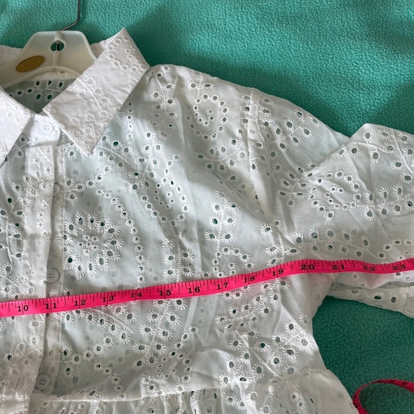 White Eyelet Button-Up Blouse Size XL NWOT - Picture 8 of 10
